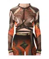 Ottolinger Mesh Semi Transparent Paisley Long Top In Multi