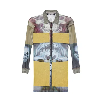 Pre-owned Ottolinger Mesh Shirt Dress 'skull Print' | Multi-color | Women's Size M