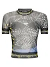 Ottolinger Fitted Mesh T-shirt With Abstract Printed Design In Black
