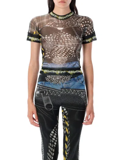 Ottolinger Mesh Tshirt Zip In Black