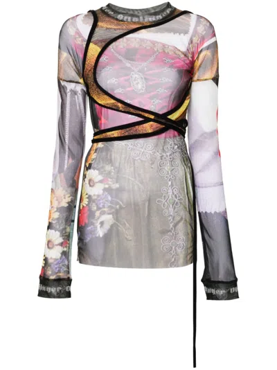 Ottolinger Mesh Wrap Top In Rosa