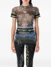 Ottolinger Fitted Mesh T-shirt With Abstract Printed Design In Black