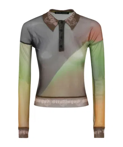 Ottolinger Mesh-panel Polo Shirt In Gray