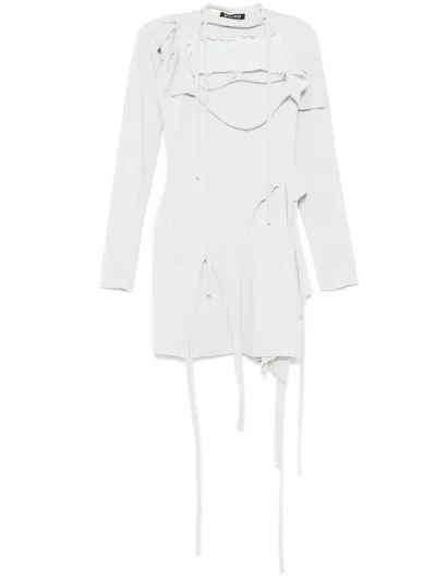 Ottolinger Mini Deconstructed Long-sleeved Dress In Grey
