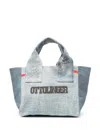 Ottolinger Mini Denim-print Tote Bag In Blue