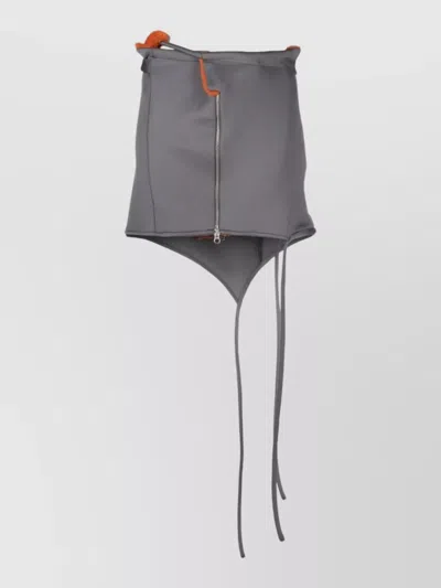 Ottolinger Mini Skirt Asymmetric Zip Waist Tabs In Gray