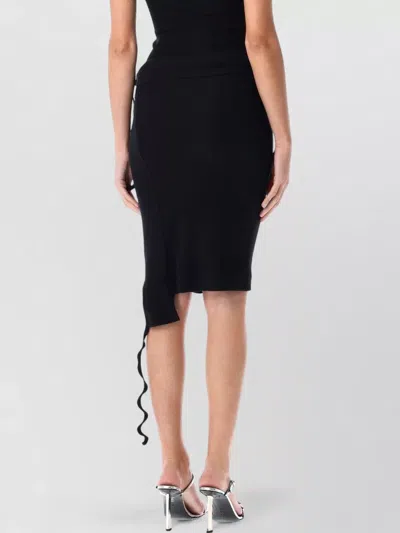Ottolinger Mini Skirt Rib Knit Asymmetric Buttons In Black