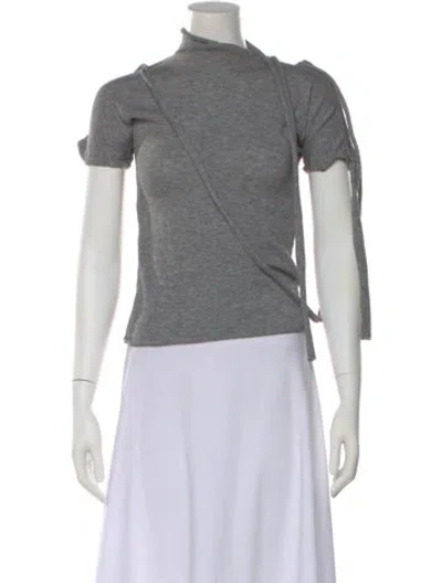 Pre-owned Ottolinger Mock Neck Short Sleeve Top In Gray