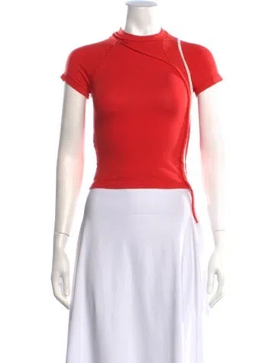 Pre-owned Ottolinger Mock Neck Short Sleeve Top In Pink