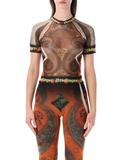 Ottolinger Modern Mesh T-shirt - Size S In Brown