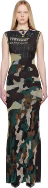 Ottolinger Multicolor Camo Mesh Maxi Dress In Black