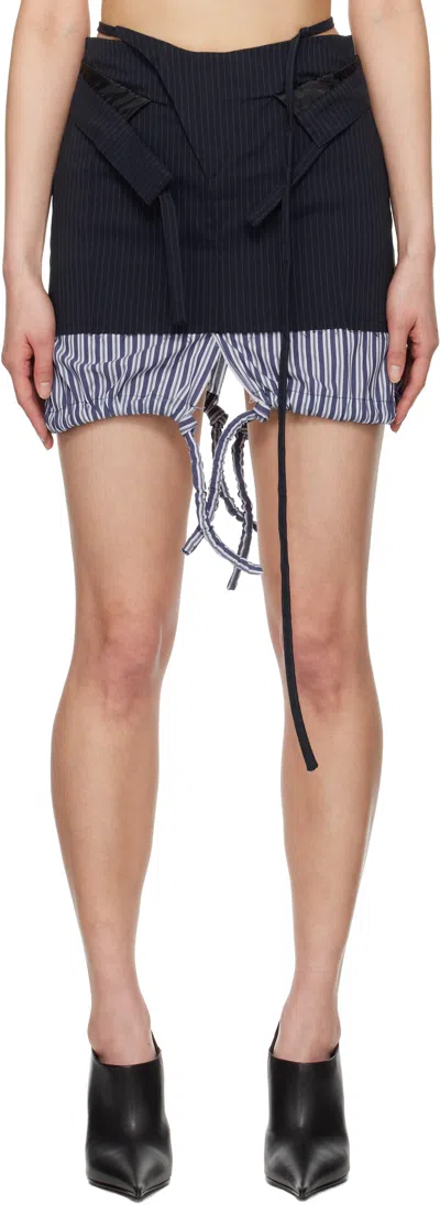 OTTOLINGER NAVY & BLUE DOUBLE WAISTBAND MINISKIRT