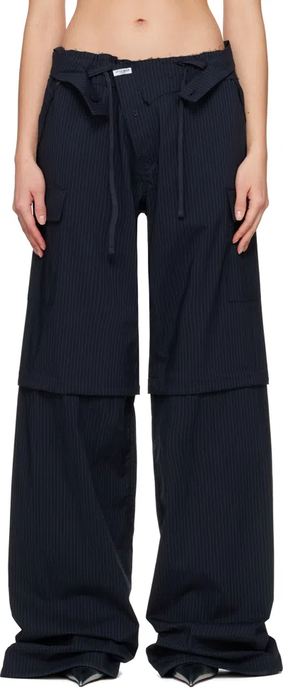 Ottolinger Navy Baggy Cargo Pants In Striped