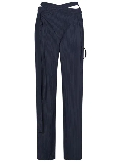 Ottolinger Navy Blue Striped Trousers With Cut-out Waist
