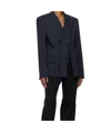 Ottolinger Navy Oversize Split Blazer In Navy Blue Stripe