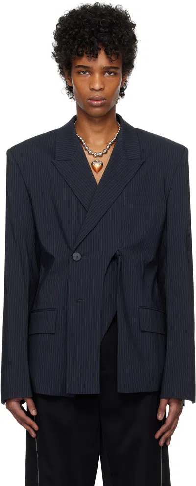 OTTOLINGER NAVY OVERSIZE SPLIT BLAZER