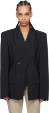 Ottolinger Navy Oversize Split Blazer In Navy Striped