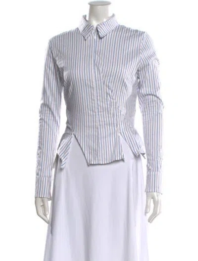Pre-owned Ottolinger Nylon Striped Button-up Top In White