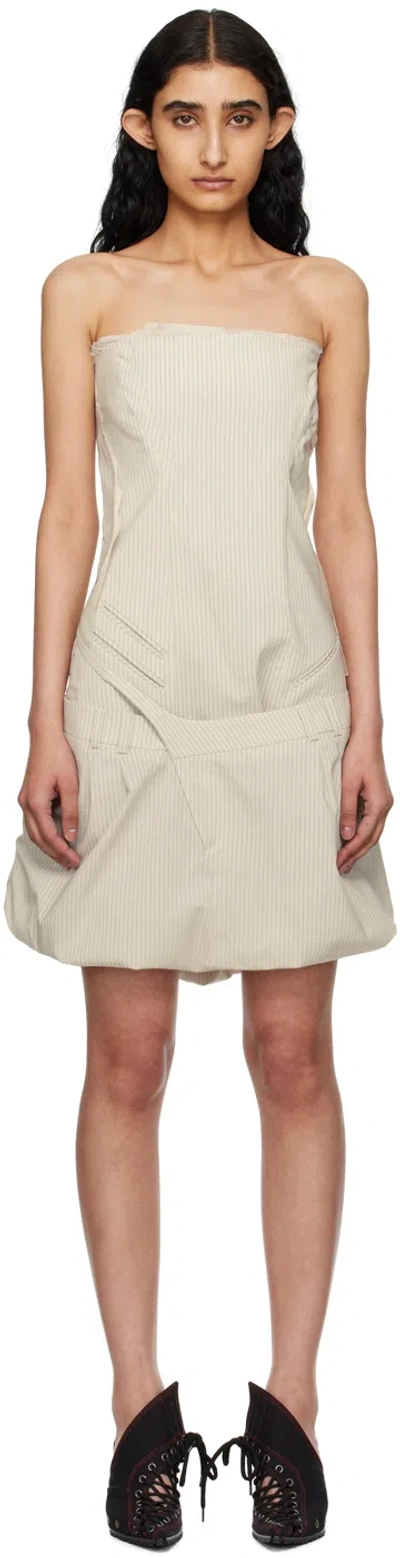 Ottolinger Off-white Deconstructed Minidress In Cream Pinstripe