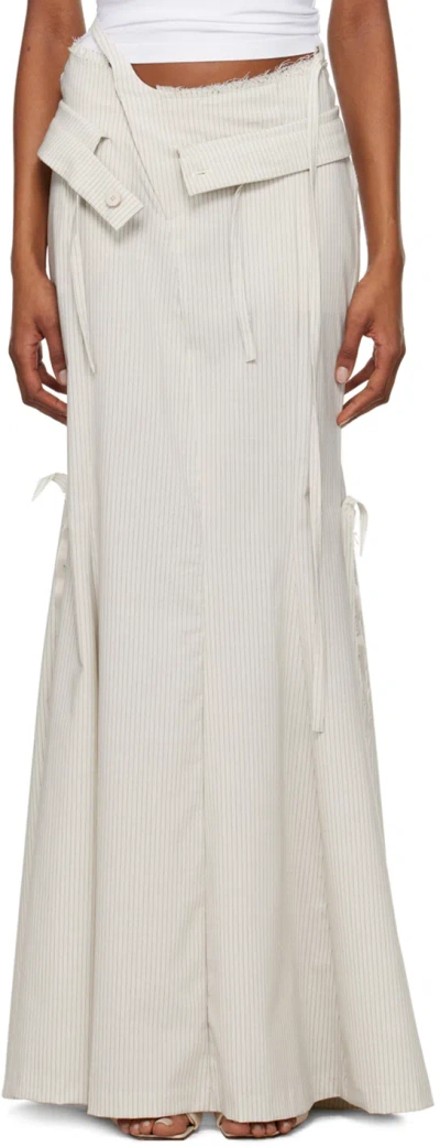 Ottolinger Off-white Mermaid Suit Pinstripe Maxi Skirt In Cream Pinstripe