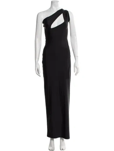 Pre-owned Ottolinger One-shoulder Long Dress In Black