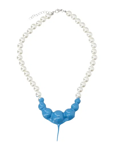 Ottolinger Dipped Blue Resin Pearl Necklace In Neutral
