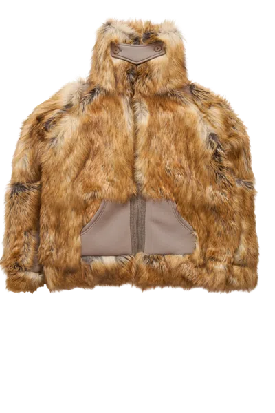 Ottolinger Oversized Fury Multiline Jacket Furry In Brown