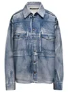 OTTOLINGER OVERSIZED LIGHT BLUE JACKET WITH BUTTON FASTENING AND FADED EFFECT IN COTTON BLEND DENIM WOMAN