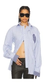 Ottolinger Womens Stripe Oversized Cotton Shirt Striped In Blue