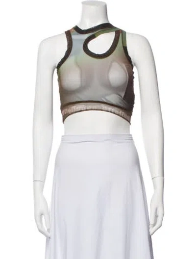 Pre-owned Ottolinger Patterned Asymmetrical Crop Top In Brown