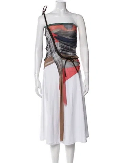 Pre-owned Ottolinger Patterned Asymmetrical Top In White