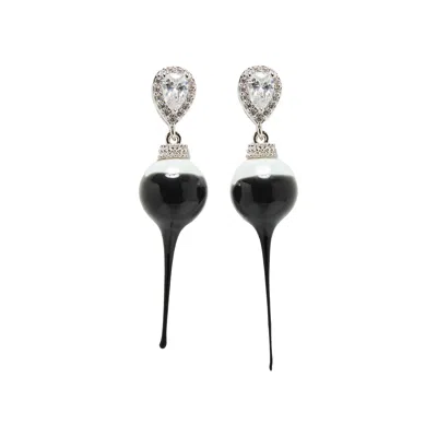 Pre-owned Ottolinger Pearl Drop Earring 'silver/black' | Women's Size Onesize