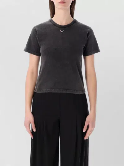 Ottolinger Pierced Collar Fitted Crewneck T-shirt In Black