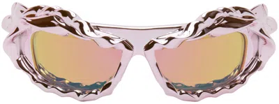 Ottolinger Pink Twisted Sunglasses In Metallic Rose