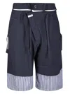 Ottolinger Pinstripe And Striped Fabric Baggy Cargo Shorts In Blue