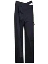 Ottolinger Pinstripe Wrap Pants With Hidden Front Closure In Black