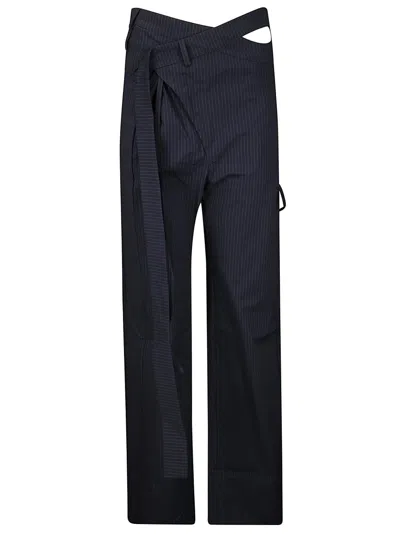 Ottolinger Pinstripe Wrap Pants With Hidden Front Closure In Black