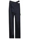 Ottolinger Pinstripe Wrap Pants With Hidden Front Closure In Black