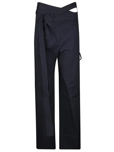 OTTOLINGER PINSTRIPE WRAP PANTS WITH HIDDEN FRONT CLOSURE