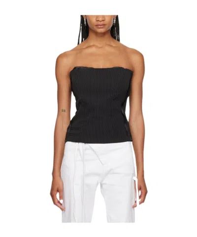 OTTOLINGER PINSTRIPED DECONSTRUCTED CORSET TOP
