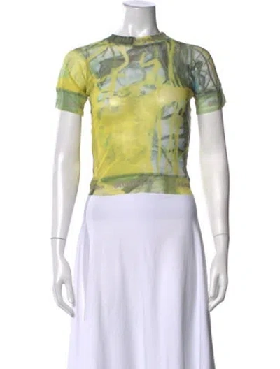 Pre-owned Ottolinger Printed Crew Neck Top In Green