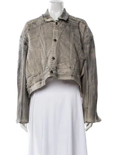 Pre-owned Ottolinger Printed Denim Jacket In Gray