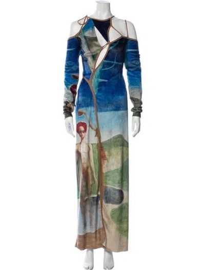 Pre-owned Ottolinger Printed Long Dress In Blue