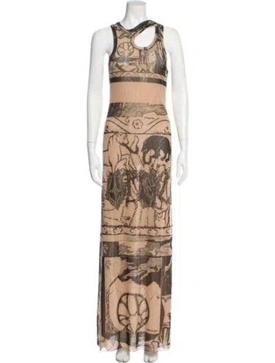 Pre-owned Ottolinger Printed Long Dress In Neutral