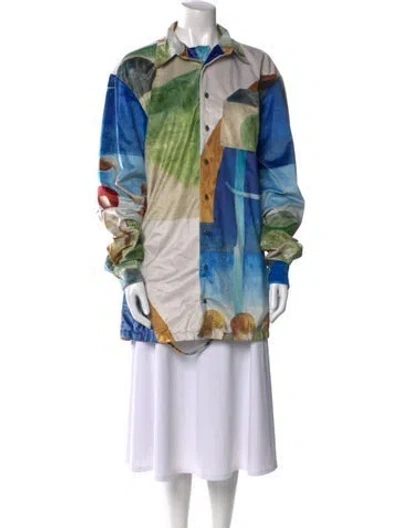 Pre-owned Ottolinger Printed Long Sleeve Tunic In Blue