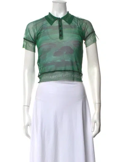Pre-owned Ottolinger Printed Short Sleeve Polo In Green