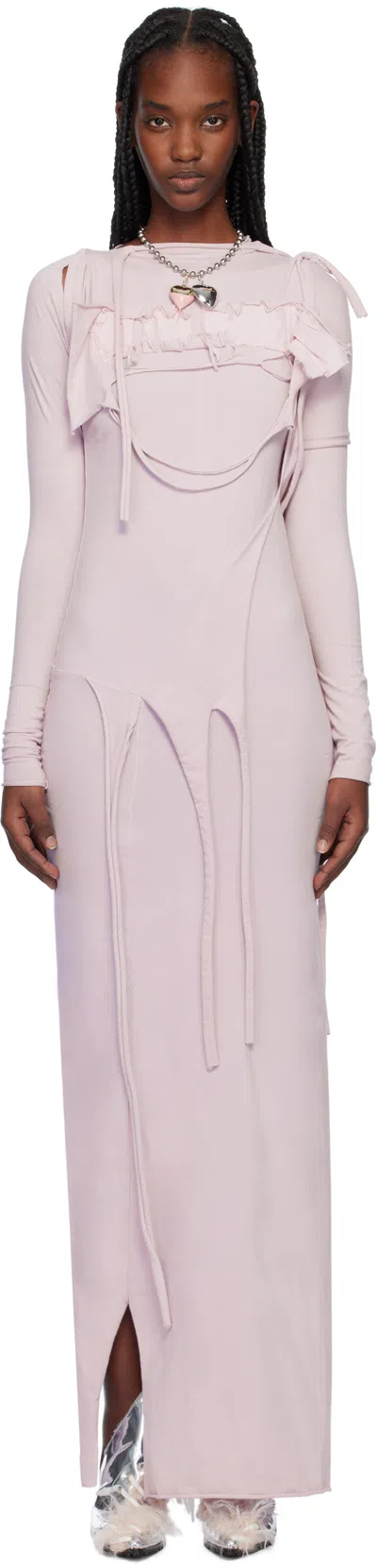 Ottolinger Purple Distressed Longsleeve Maxi Dress In Lilac