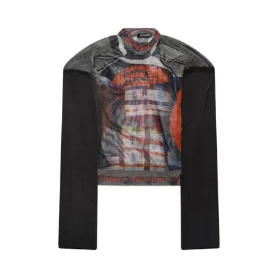 Pre-owned Ottolinger Racing Plaid Mesh Hybrid Long-sleeve 'multicolor' | Multi-color | Women's Size Xl