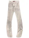 Ottolinger Draped Raw-cut Jeans In Cream/black