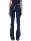 Ottolinger Women's Denim Raw Edge Draped Design Pants In Raw Blue